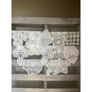 Vintage Lot of 12 Shape Doilies Variety Crochet Handmade